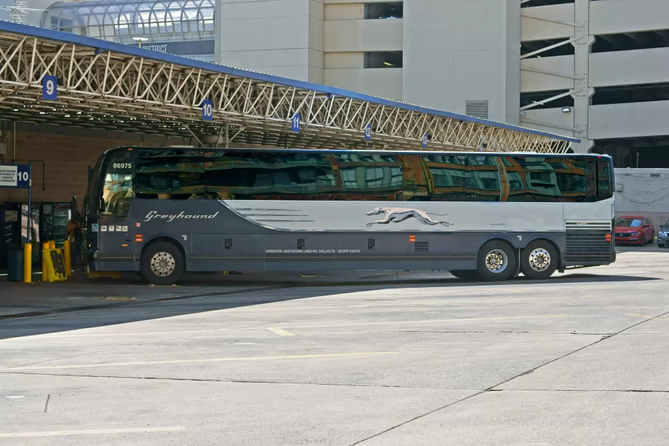 Greyhound bus at Philadelphia bus station